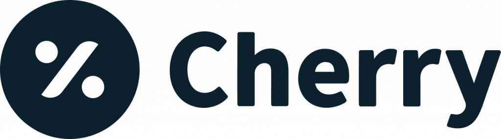 Logo for Cherry, featuring a solid dark circle with a percentage symbol inside, followed by the word "Cherry" in bold, dark text on a light background.